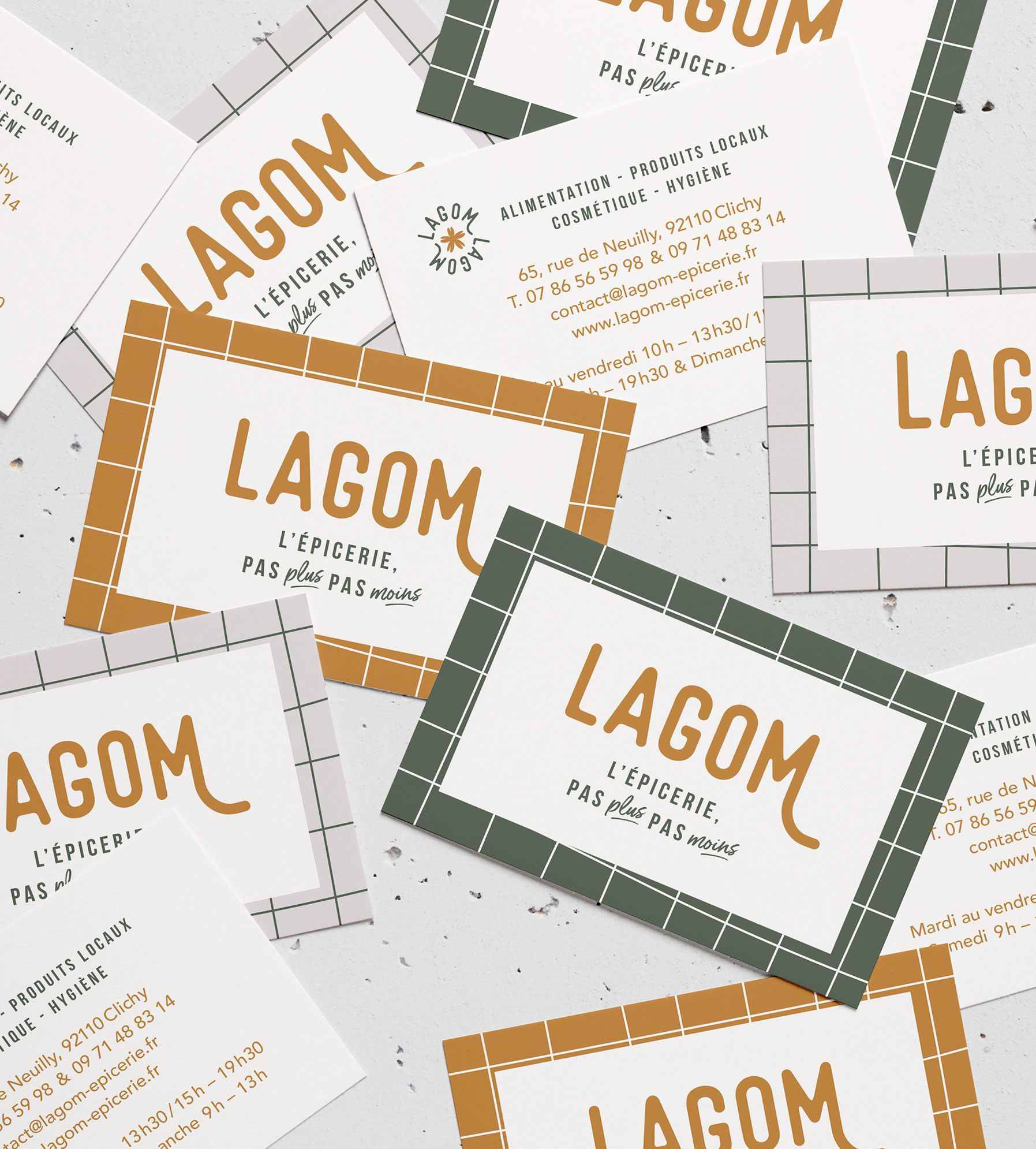 Création des cartes de visite de l'épicerie Lagom par le Studio graphique Laëtitia Costes
