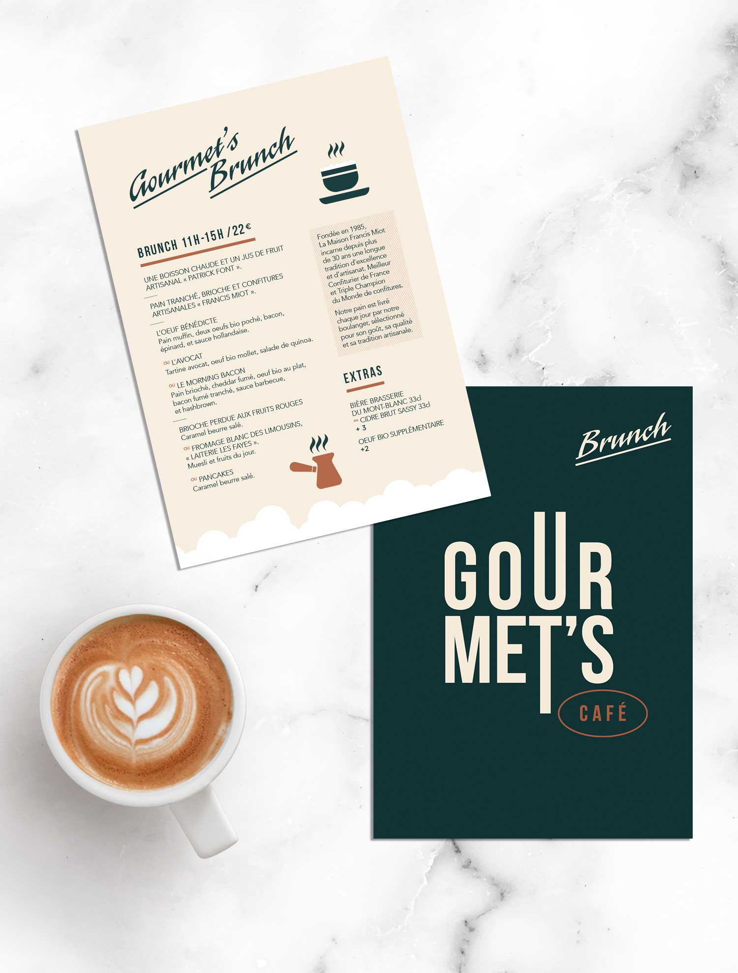 Carte de brunch Gourmets café brasserie Paris Graphiste Laetitia Costes