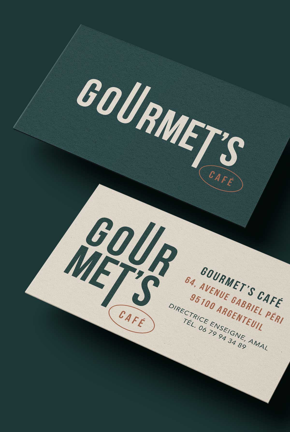 Carte visite restaurant Gourmet's Graphiste